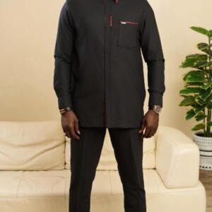 Chemise patché avec un tissu en cashemire rouge