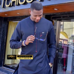 semi costume africain bleu foncé